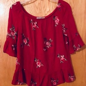 Figueroa & Flower Red Floral Top